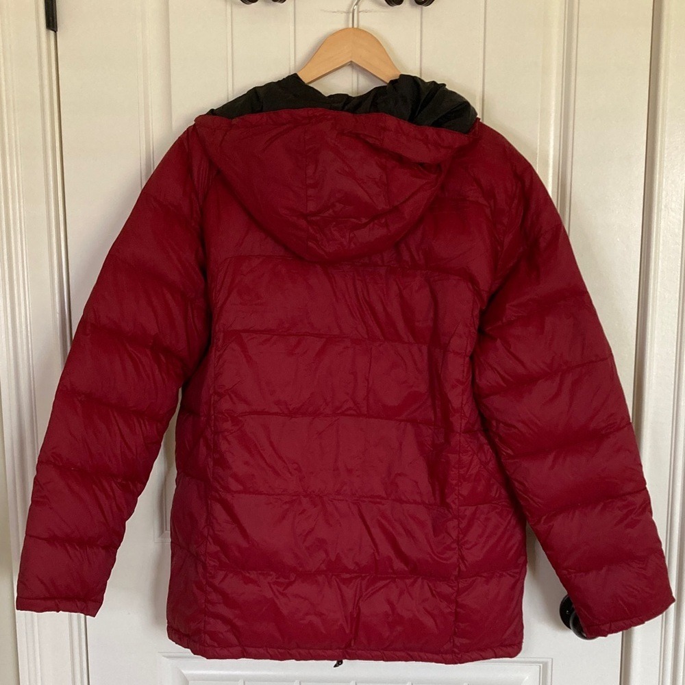 Calvin Klein Womens Cherry Red Quilted Packable Down Jacket Size M Hooded Winter - Picture 12 of 13